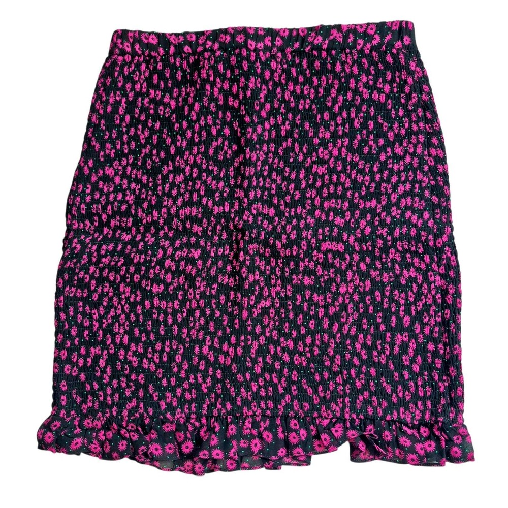 The Kooples Women's Black  Floral Smocked Mini Skirt Size 1 New $165